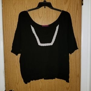 Black and white peasant style top